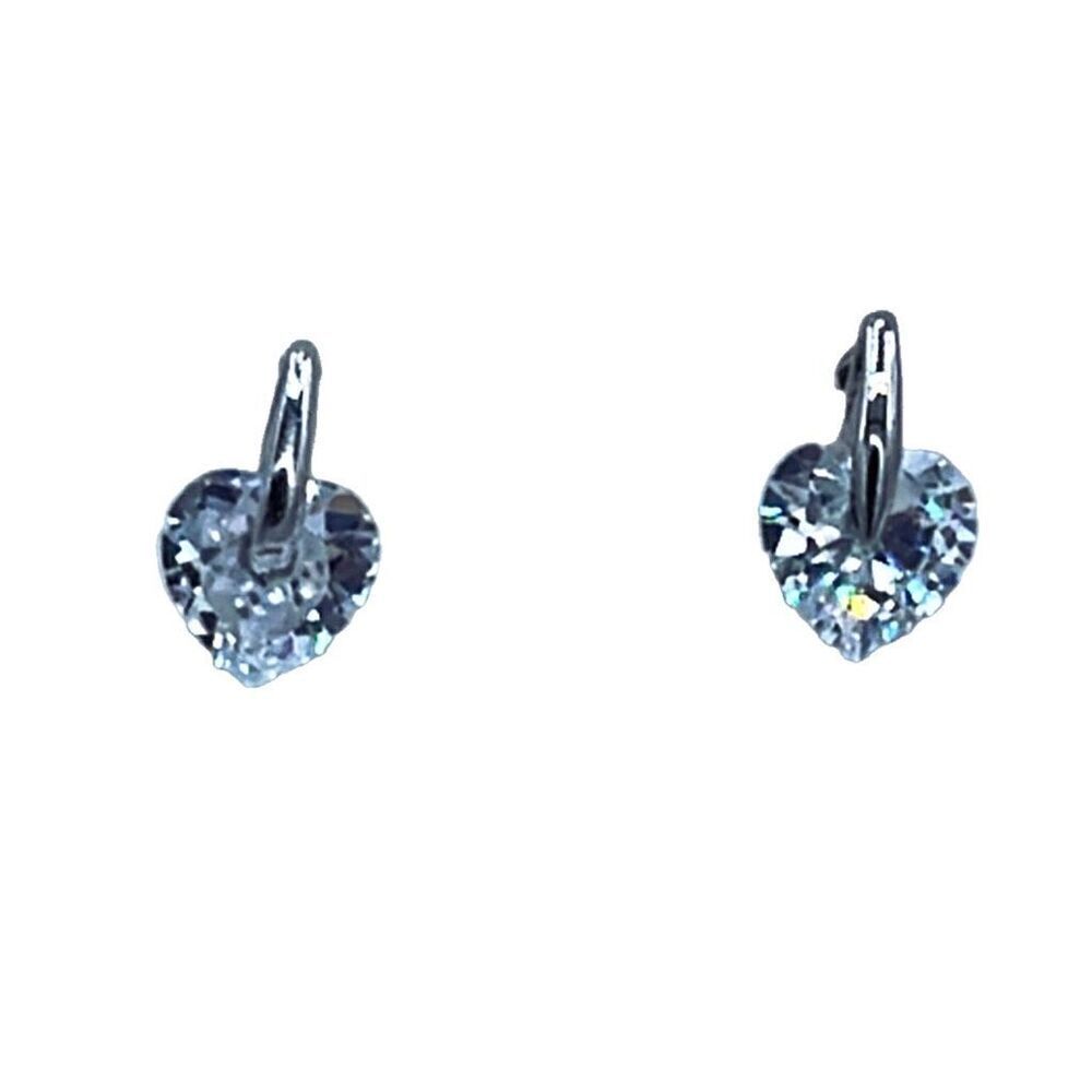 Heart crystals set in Rhodium plated earrings.